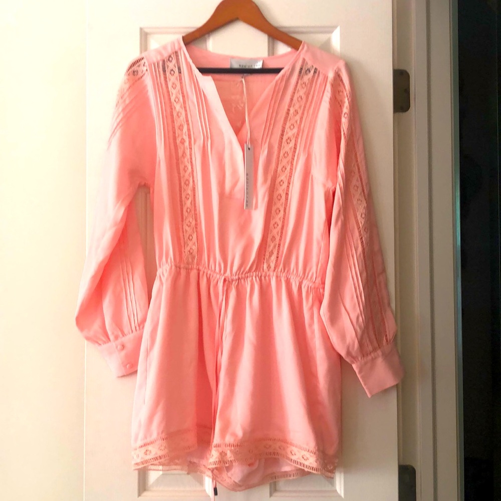 Adelyn Rae pink romper/jumpsuit, shorts, long sleeves